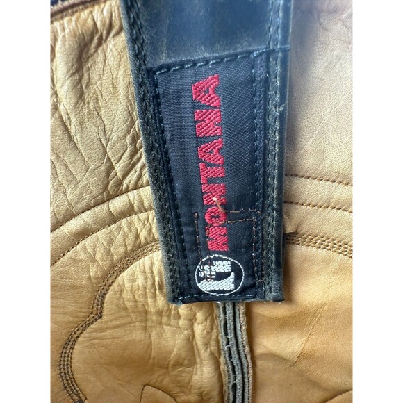 Vintage Laredo Montana Cowboy Western Boots Men's Sz 9 Toe Stitched Pattern - Picture 10 of 12